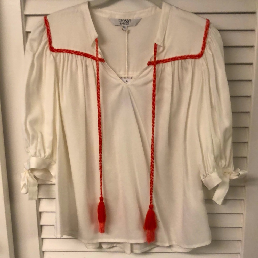 Beautiful white cotton blouse by Crosby by Mollie Burch - NWT